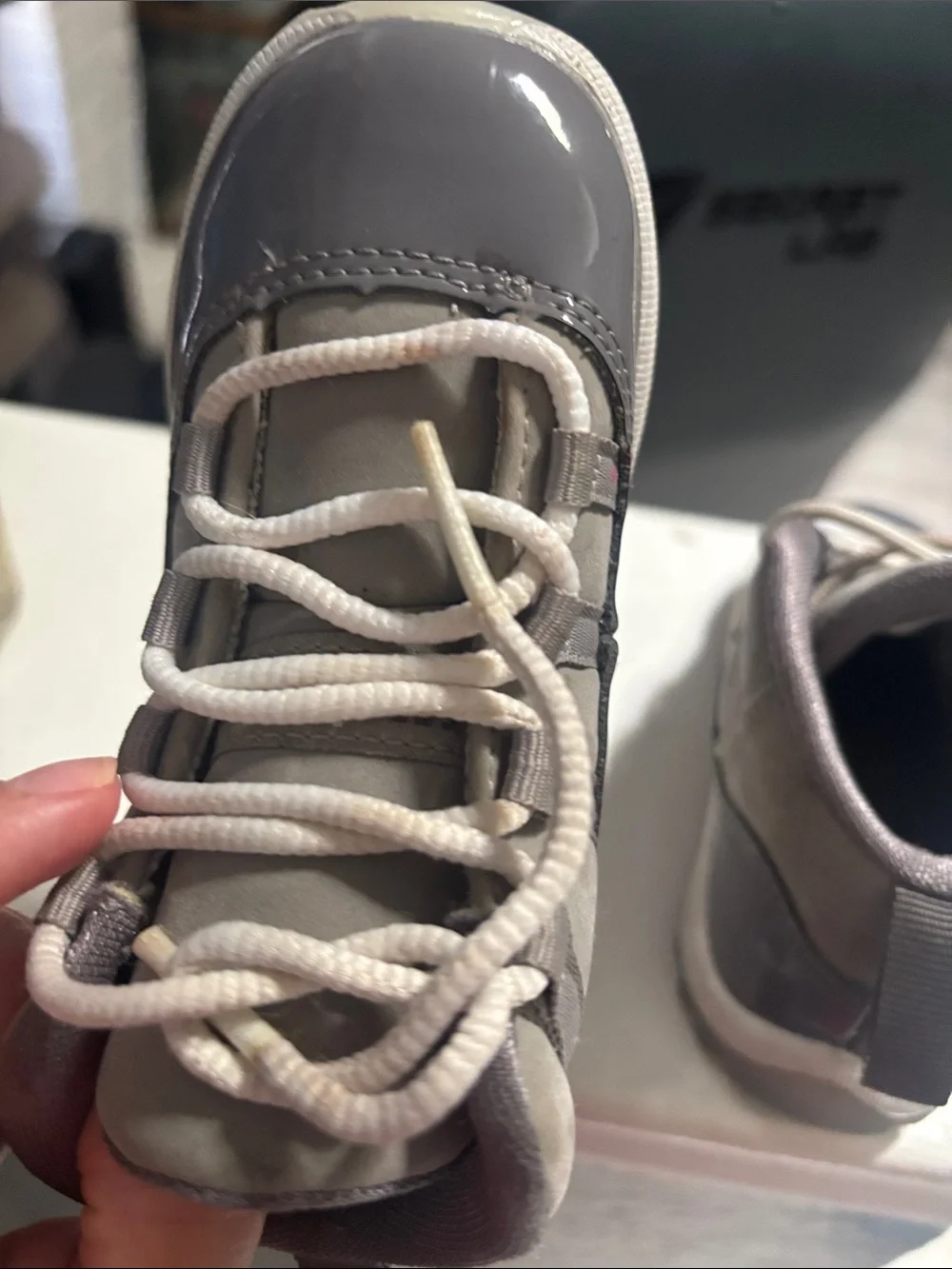 Jordan Kids Grey and White High-Top Sneakers